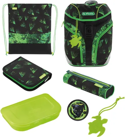 Set școlar Herlitz SoftLight Plus - Explorer, rucsac, două penare, săculeț și cutie pentru mâncare