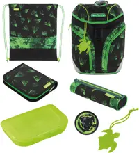 Set școlar Herlitz SoftLight Plus - Explorer, rucsac, două penare, săculeț și cutie pentru mâncare