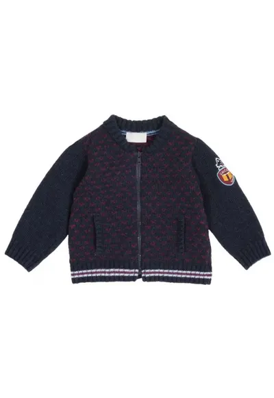 Pulover copii cardigan bleumarin - 80% lana - 20% poliamida - stil elegant