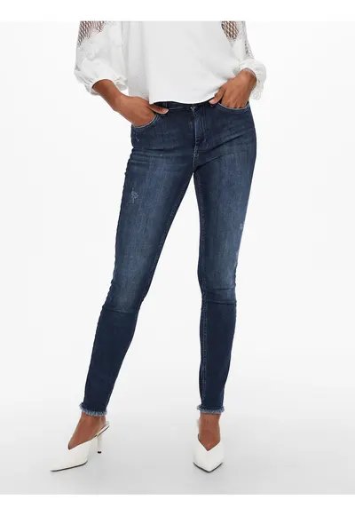 Blugi skinny uni cu talie medie Blush