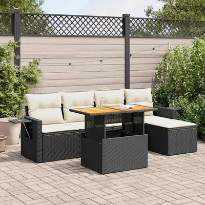 Gossi set mobilier de gradina cu perne, 6 piese, negru, poliratan