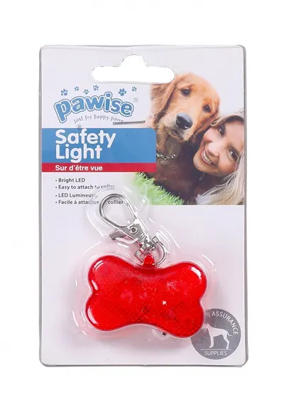 Medalion luminos pentru zgarda caini, alb, vizibilitate 500 m, dimensiuni 4.5 cm x 3 cm
