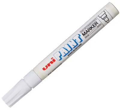 Marker permanent Uniball pe bază de ulei – alb