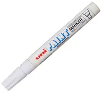 Marker permanent Uniball pe bază de ulei – alb
