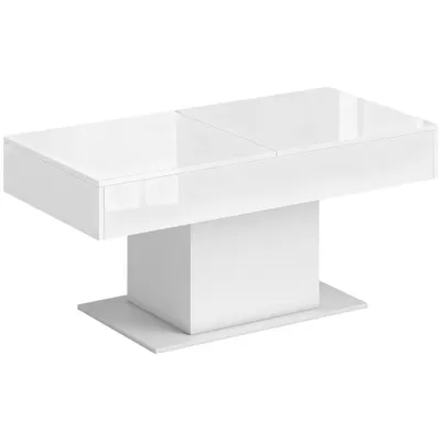 HOMCOM Măsuță de Cafea Extensibilă cu Compartiment, Măsuță de Sufragerie Modernă cu Picioare Antiderapante, Măsuță de Living pentru Acasă Birou, 108-178,5x53x49 cm, Alb Lucios | Aosom Romania