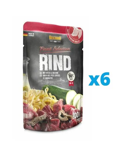 BELCANDO Finest Selection hrana umeda pentru caini, cu vita, taitei de casa si dovlecei 6x300 g