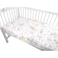 Cearceaf cu elastic pentru patut 140X70 cm din bumbac Sweet Deer pink MimiNu