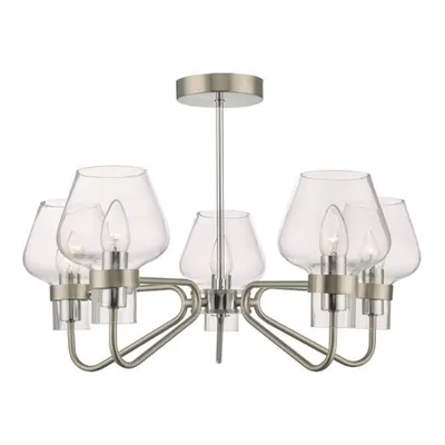 Plafoniera Keta 5 Light Semi Flush Satin Chrome & Polished Chrome