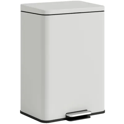 HOMCOM Coș de gunoi de bucătărie 20 L din metal, coș cu pedală, capac cu închidere moale, crem | Aosom Romania