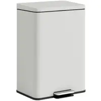HOMCOM Coș de gunoi de bucătărie 20 L din metal, coș cu pedală, capac cu închidere moale, crem | Aosom Romania