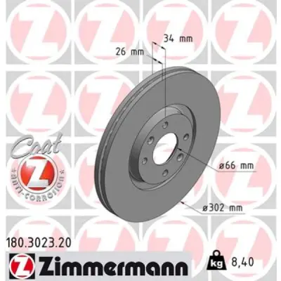Disc frana ZIMMERMANN 180.3023.20