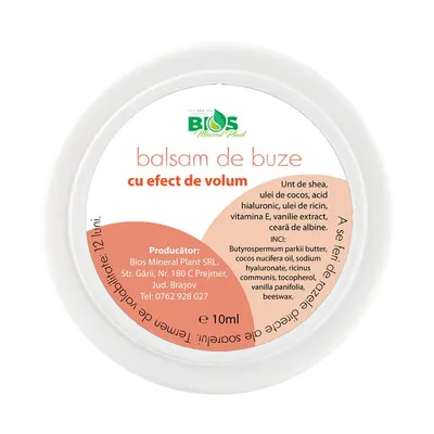 Balsam de buze cu efect de volum, 10 ml, Bios Mineral Plant
