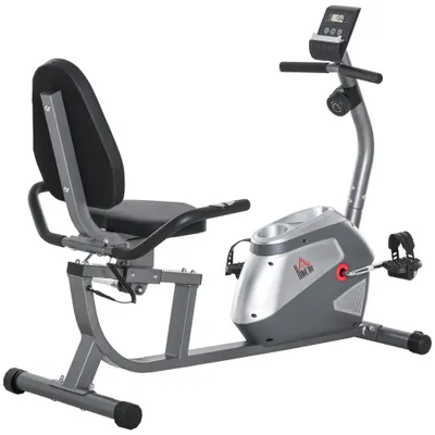 Bicicleta Orizontala cu Spatar, 8 Rezistente si Monitor LCD Gri
