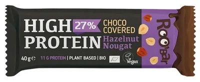 Baton proteic organic, nuga cu alune, 40 g, Roobar