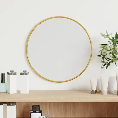 vidaXL Oglindă de perete rotundă, auriu, Ø 30 cm