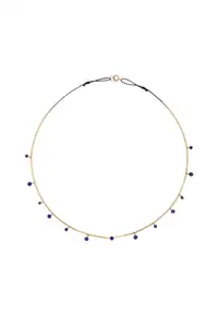 Colier Nightfall - la baza gatului - reglabil - cu lapislazuli fatetat si elemente de aur filat de 14k/20