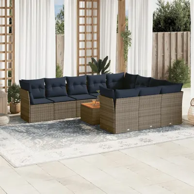 Gossi set canapele de gradina cu perne, 11 piese, gri, poliratan