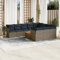Gossi set canapele de gradina cu perne, 11 piese, gri, poliratan