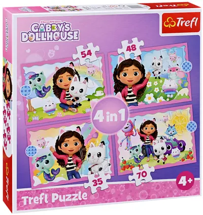 Puzzle Trefl 4 în 1 - Casa de păpuși a lui Gabby