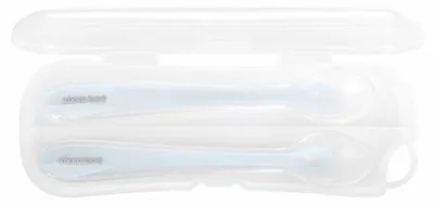 Set de linguri de silicon in cutie KikkaBoo - 2 bucati, albastru
