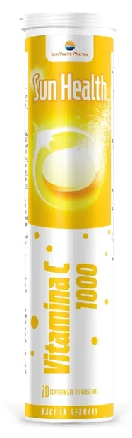 Sun Health Vitamina C, 1000 mg, 20 tablete efervescente, Sun Wave Pharma