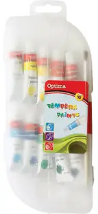 Tempera Optima - 10 culori, cu pensula, in cutie