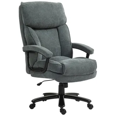HOMCOM Scaun de Birou cu Spătar Înalt și Înălțime Reglabilă, 68,5x79x117-125 cm, Gri | Aosom Romania