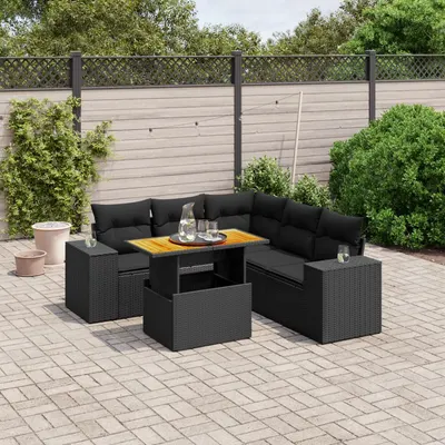 Gossi set mobilier de gradina cu perne, 6 piese, negru, poliratan