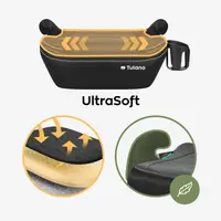 Inaltator auto copii I-Size cu isofix Tulano Avignon Cabby 30 Grey 125-150 cm,suport pahar inclus,husa din material ultra soft,omologat R129