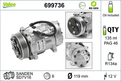 Compresor Climatizare Potrivit Citroen Berlingo, Berlingo Minivan, C5 I, Evasion, Jumper I, Jumpy I, Xantia, Xantia Kombi, Xm, Xsara, Xsara Picasso, Xsara Hatchback 1.0-2.8d 06.87-12.15