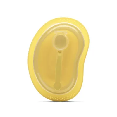 Set de hranire cu 3 piese Lorelli Yellow contine farfurie, castron cu capac si lingurita 6 luni+