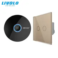 Intrerupator dublu wireless RF + hub RF/IR, generatia noua, control de pe smartphone Auriu