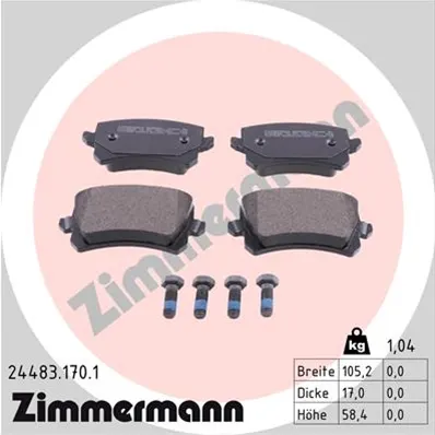 Set placute frana spate Zimmermann 24483.170.1 Audi, VW, Skoda, Seat