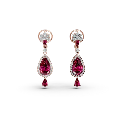 Cercei din aur roz cu pietre pretioase si semipretioase de 8.23ct