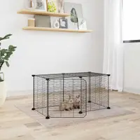 Gossi cusca animale de companie cu usa, 8 panouri, negru 35x35cm otel