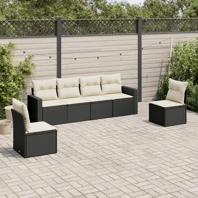 Gossi set mobilier de gradina cu perne, 6 piese, negru, poliratan