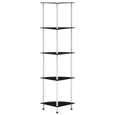 vidaXL Raft cu 5 niveluri, negru, 30 x 30 x 130 cm, sticlă securizată