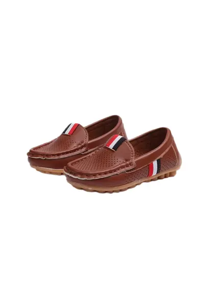 Mocasini Model Pirates - Piele ecologica - Baieti - Fara inchidere - Maro