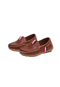 Mocasini Model Pirates - Piele ecologica - Baieti - Fara inchidere - Maro