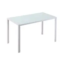 HOMCOM Masă Dreptunghiulară pentru 4 Persoane din Metal și Sticlă Securizată, 120x60x75 cm, Alb | Aosom Romania