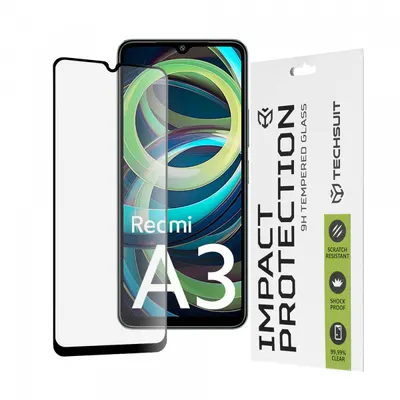 Folie de protectie Ecran Techsuit pentru Xiaomi Redmi A3x / A3, Sticla Securizata, Full Glue, 111D, Neagra
