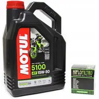Set Ulei Motor Motul 4T 5100 15W-50 Technosynthese MA2 4L 104083 + Filtru Ulei Moto Hiflofiltro HF164