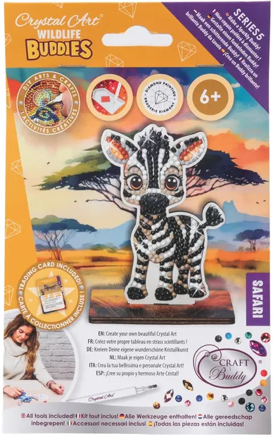 Kit de broderie cu diamante Craft Buddy - Crystal Art Buddies: Zebră, 7 piese