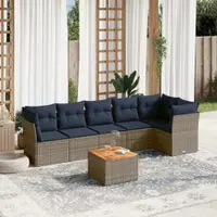Gossi set canapele de gradina cu perne, 7 piese, gri, poliratan