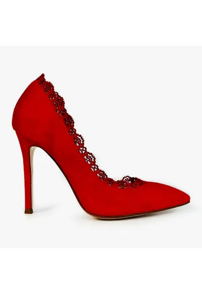 Pantofi stiletto din piele intoarsa Rosaline - Rosu