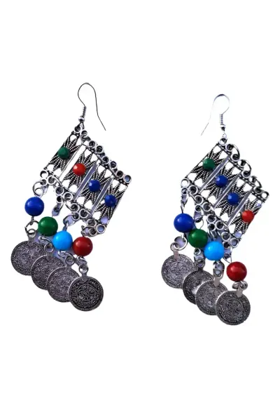 Cercei argintii - stil boho - cu banuti - Ringvi C1