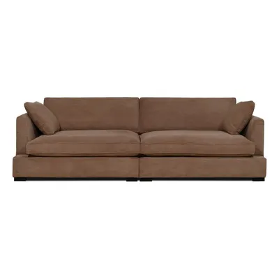 Canapea maro deschis cu tapițerie din catifea reiată 266 cm Mobby – Scandic