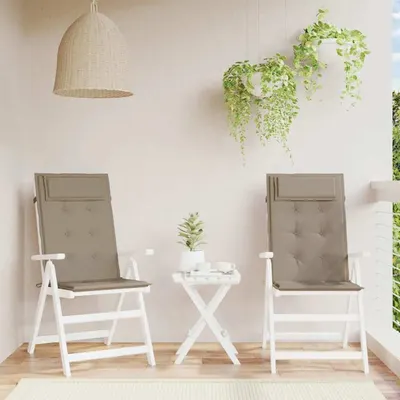 Gossi perne scaun cu spatar inalt, 2 buc, gri taupe, tesatura oxford