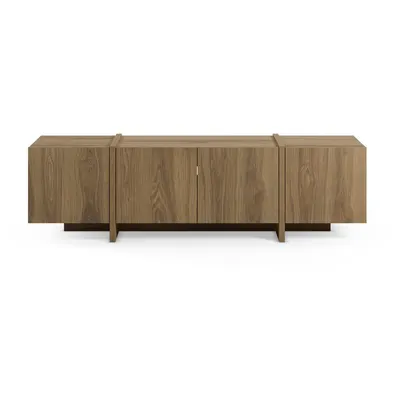 Comodă TV în culoare naturală cu aspect de lemn de stejar 180x55x35 cm Volia – Marckeric