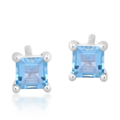 Cercei din aur alb cu topaze albastre square de 0.911ct